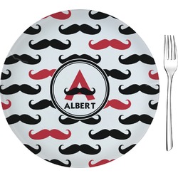 Mustache Print 8" Glass Appetizer / Dessert Plates - Single or Set (Personalized)