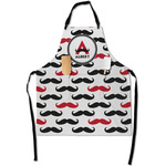 Mustache Print Apron With Pockets w/ Name and Initial