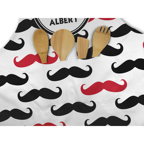 Mustache Print Apron - Pocket Detail with Props