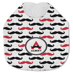 Mustache Print Jersey Knit Baby Bib w/ Name and Initial