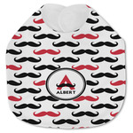 Mustache Print Jersey Knit Baby Bib w/ Name and Initial