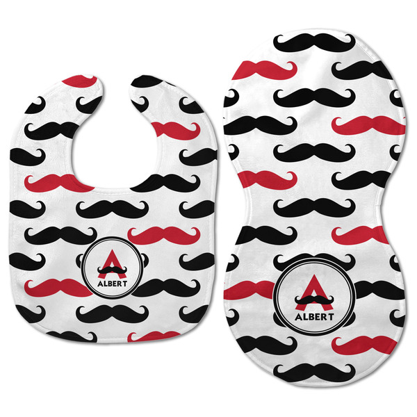 Mustache Print Baby Bib & Burp Set - Approval (new bib & burp)
