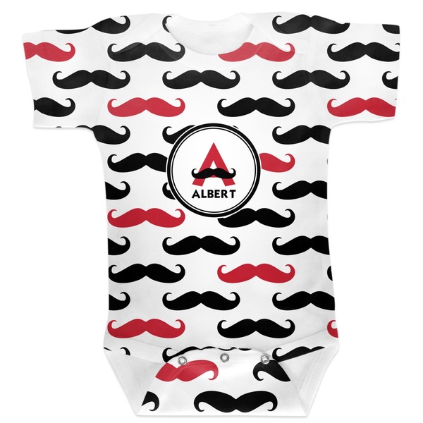 Custom Mustache Print Baby Bodysuit 6-12 (Personalized)