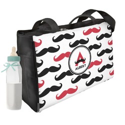 Mustache Print Diaper Bag w/ Name and Initial