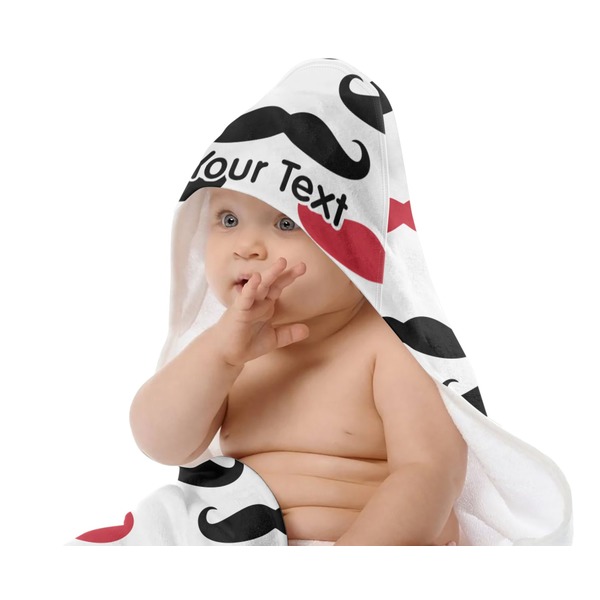 Mustache Print Baby Hooded Towel on Child