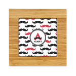 Mustache Print Bamboo Trivet with Ceramic Tile Insert (Personalized)