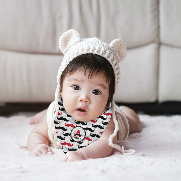 Mustache Print Bandana Bib - (Lifestyle 2 girl)