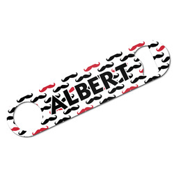 Mustache Print Bar Bottle Opener w/ Name and Initial