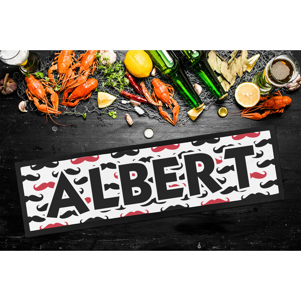 Mustache Print Bar Mat - Large - LIFESTYLE