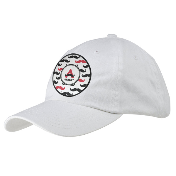 Custom Mustache Print Baseball Cap - White (Personalized)