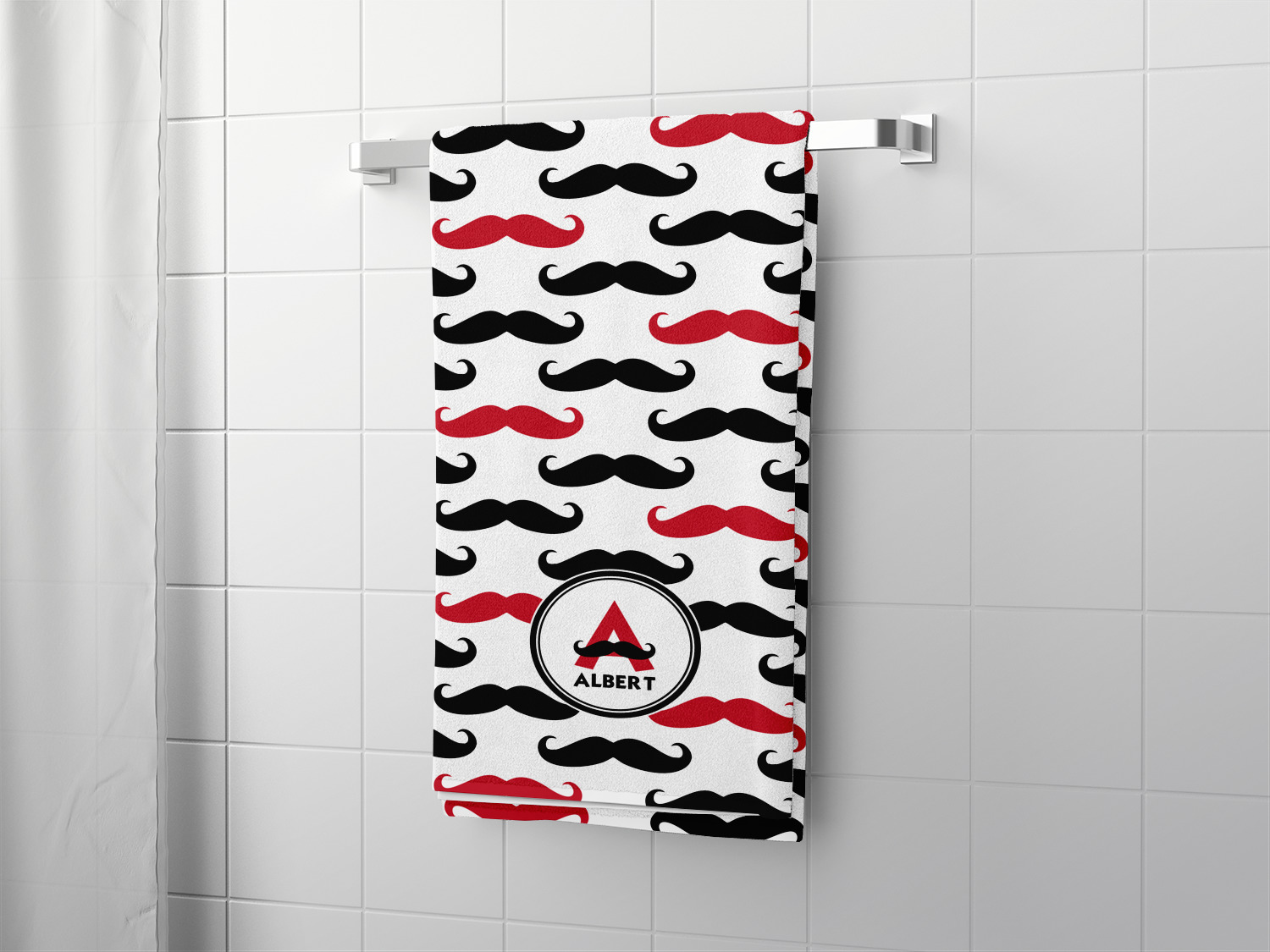 Custom Mustache Print Bath Towel (Personalized) YouCustomizeIt