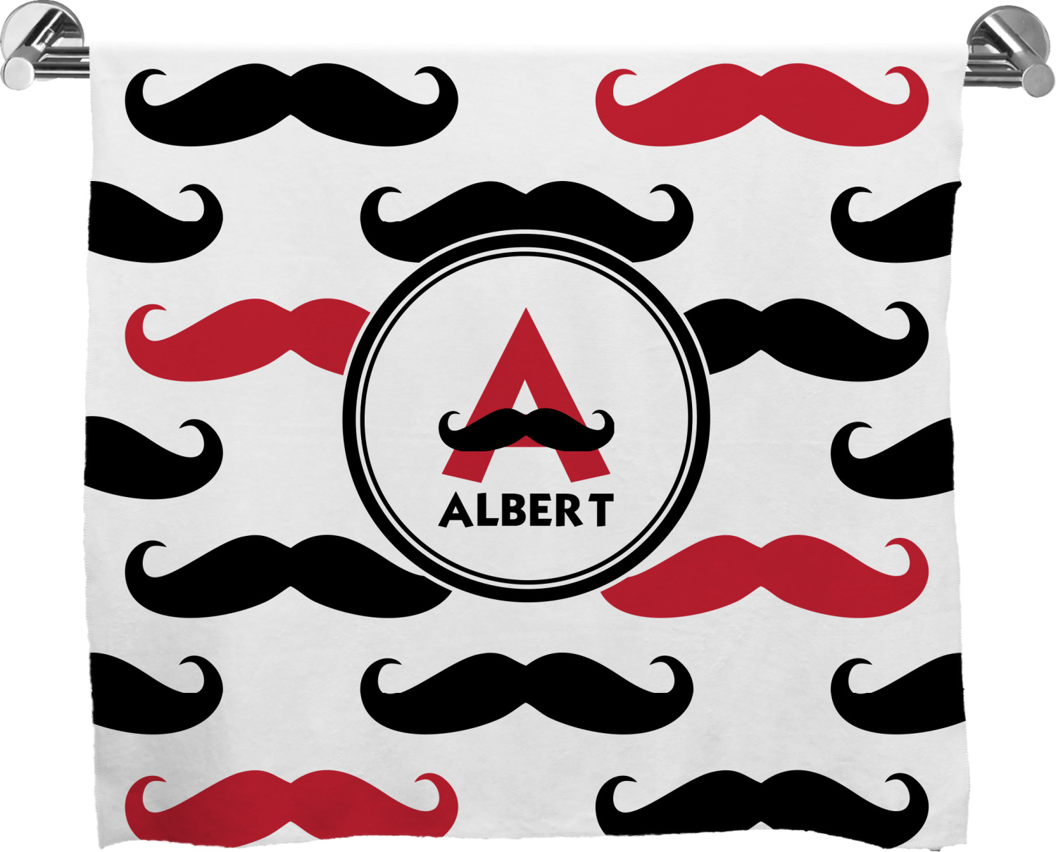 Custom Mustache Print Bath Towel (Personalized) YouCustomizeIt
