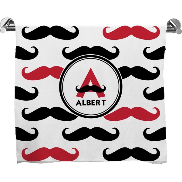 Custom Mustache Print Bath Towel (Personalized)