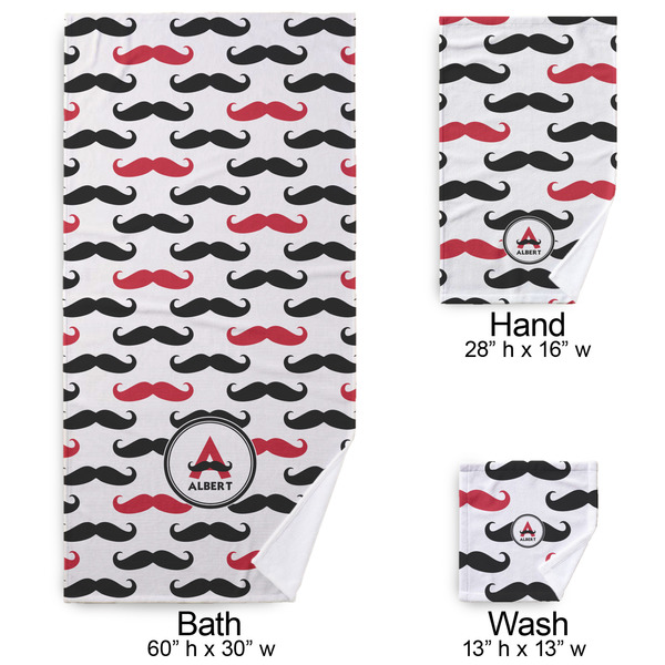 Mustache Print Bath Towel Sets - 3-piece - Approval