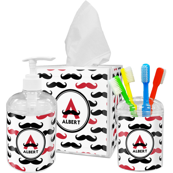 Moustache Print Bathroom Accessories Set (Personalized)