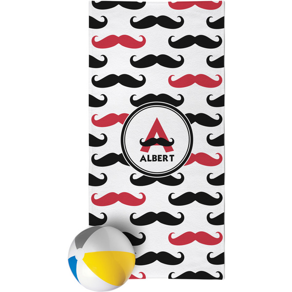 Custom Mustache Print Beach Towel (Personalized)