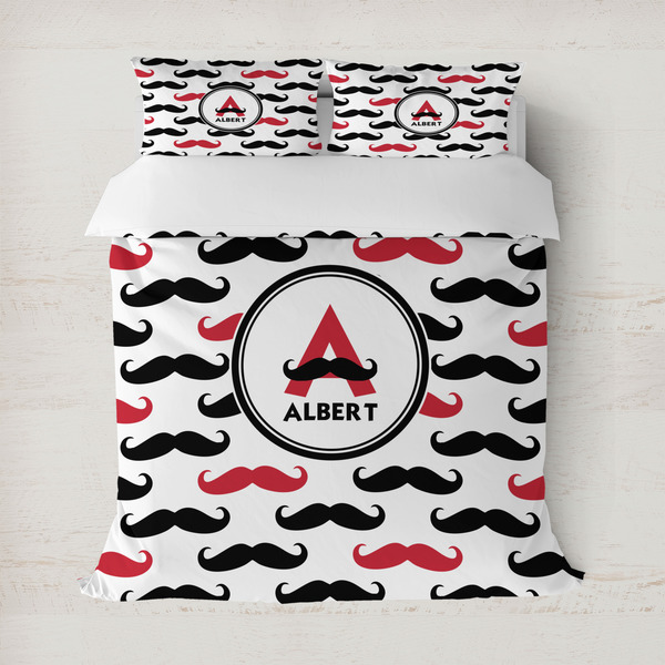 Custom Mustache Print Duvet Cover Set - Full / Queen (Personalized)