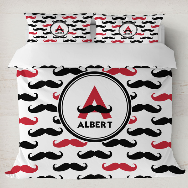 Custom Mustache Print Duvet Cover Set - King (Personalized)