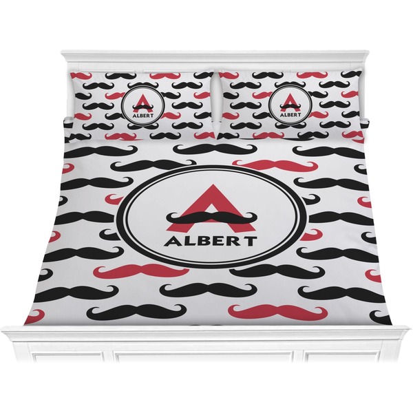 Custom Mustache Print Comforter Set - King (Personalized)