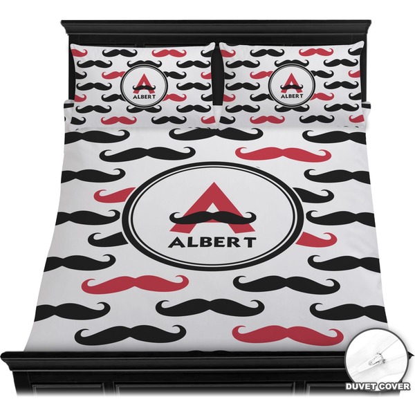 Mustache Print Bedding Set (Queen) - Duvet