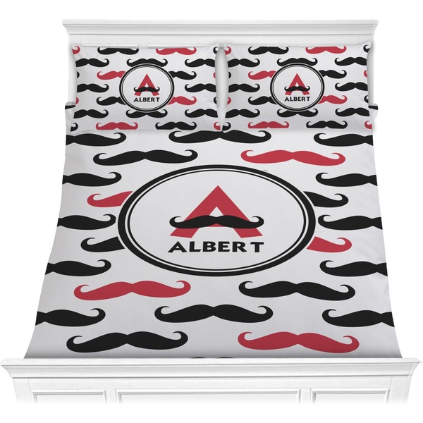 Custom Mustache Print Comforter Set - Full / Queen (Personalized)