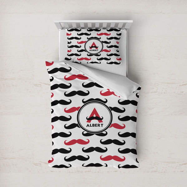 Custom Mustache Print Duvet Cover Set - Twin (Personalized)