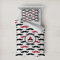 Mustache Print Duvet Cover Set - Twin XL (Personalized)