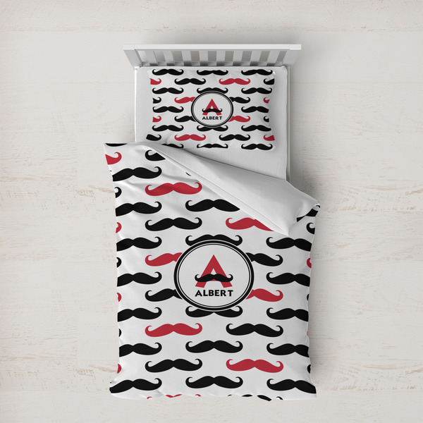 Custom Mustache Print Duvet Cover Set - Twin XL (Personalized)