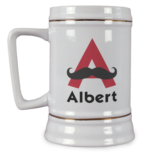 Custom Mustache Print Beer Stein (Personalized)