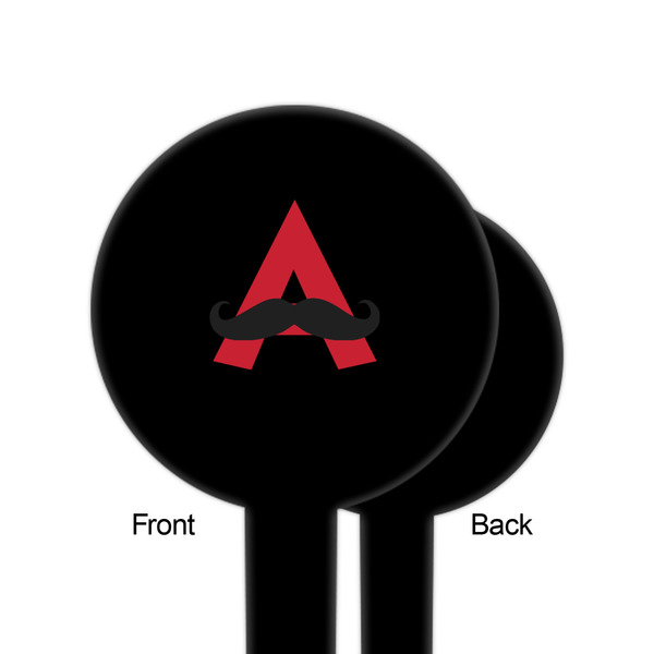 Mustache Print Black Plastic 6" Food Pick - Round - Single Sided - Front & Back
