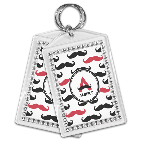 Mustache Print Bling Keychain - MAIN