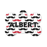 Mustache Print Bone Shaped Dog ID Tag - Small (Personalized)
