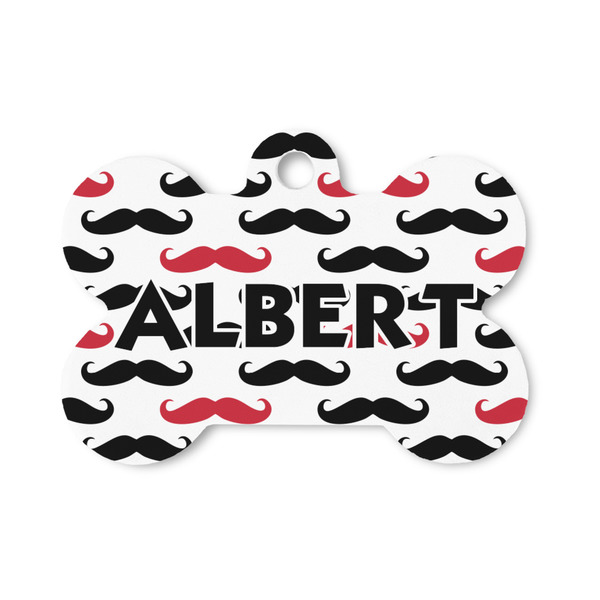 Custom Mustache Print Bone Shaped Dog ID Tag - Small (Personalized)