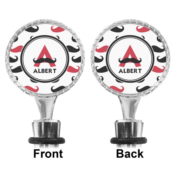 Mustache Print Bottle Stopper - Front and Back