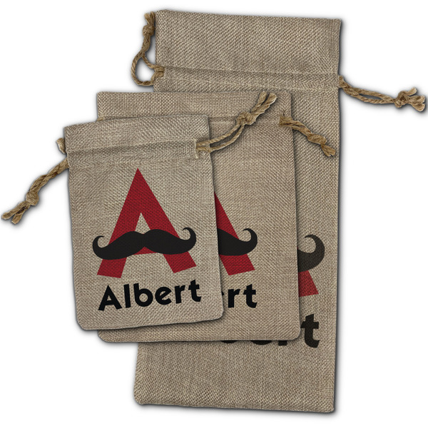 Mustache Print Burlap Gift Bags - (PARENT MAIN) All Three