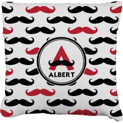 Mustache Print Faux-Linen Throw Pillow 16" (Personalized)