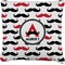 Mustache Print Faux-Linen Throw Pillow 16" (Personalized)