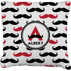 Mustache Print Faux-Linen Throw Pillow 18" (Personalized)
