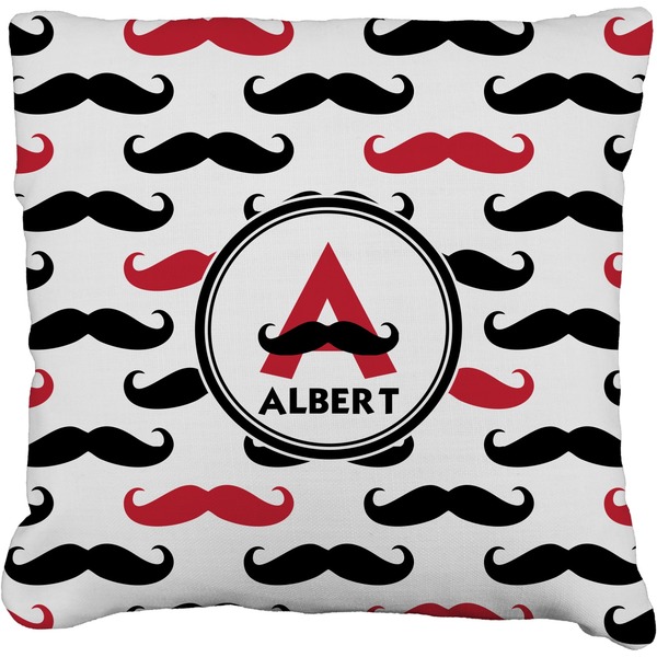 Custom Mustache Print Faux-Linen Throw Pillow 18" (Personalized)