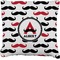 Mustache Print Burlap Pillow 18"