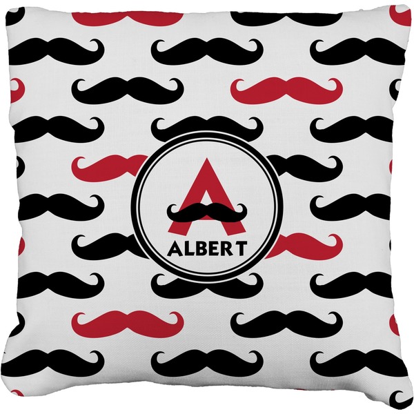 Custom Mustache Print Faux-Linen Throw Pillow 20" (Personalized)