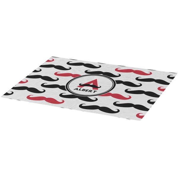 Mustache Print Burlap Placemat (Angle View)