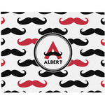 Mustache Print Woven Fabric Placemat - Twill w/ Name and Initial