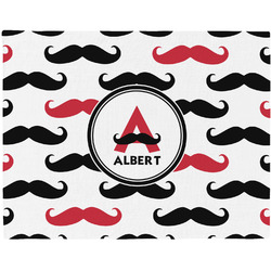 Mustache Print Woven Fabric Placemat - Twill w/ Name and Initial
