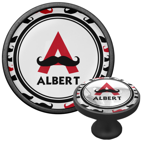 Mustache Print Cabinet Knob - Black - Multi Angle