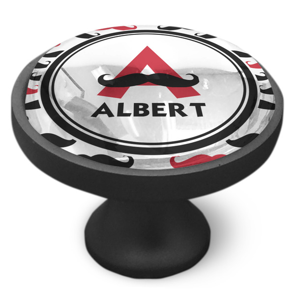 Mustache Print Cabinet Knob - Black - Side