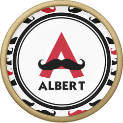 Mustache Print Cabinet Knob - Gold (Personalized)