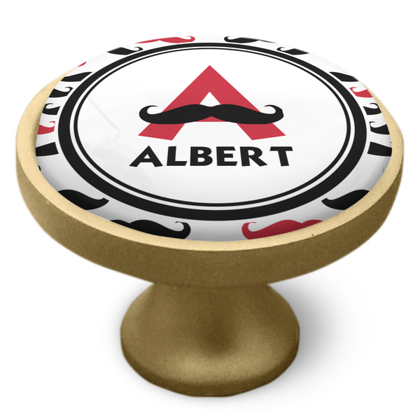 Mustache Print Cabinet Knob - Gold - Side