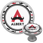 Mustache Print Cabinet Knob (Silver) (Personalized)