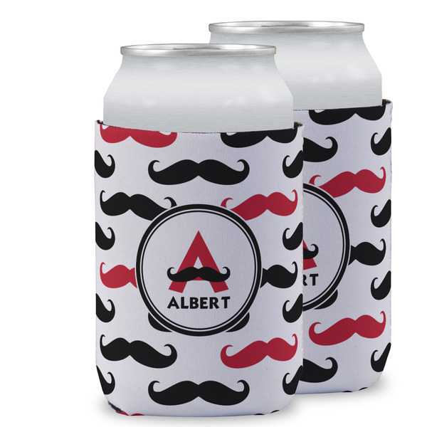Custom Mustache Print Can Cooler (12 oz) w/ Name and Initial